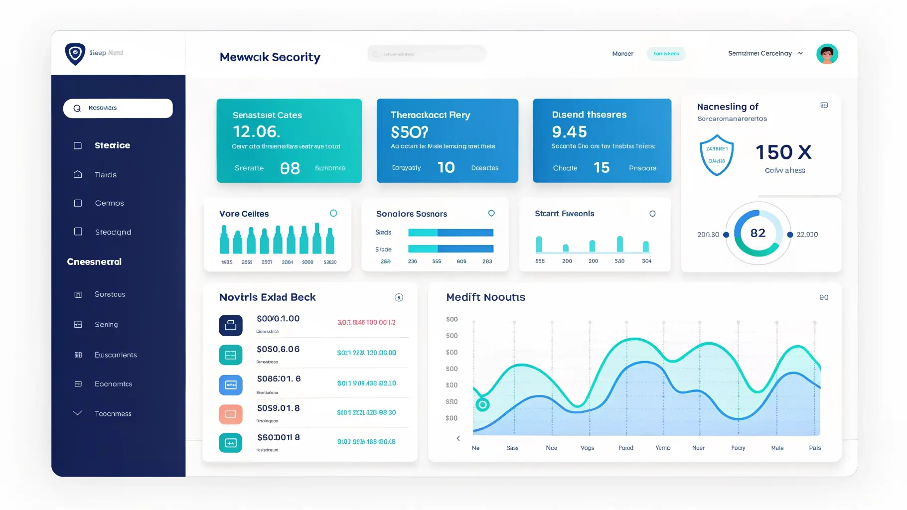 Advanced Cybersecurity Security Dashboard showing real-time endpoint status and threat vectors